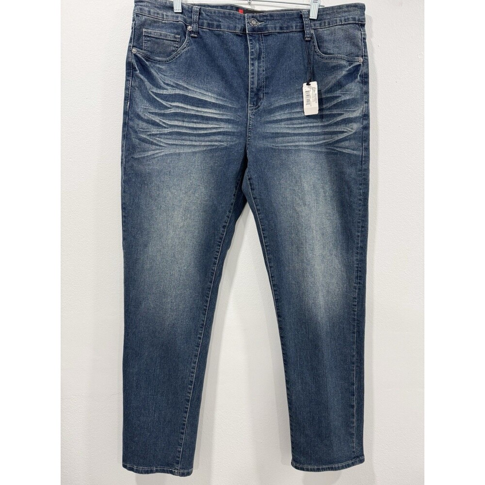 NWT FUBU Classic Blue Jeans Men's Size 40x32 Distressed  Straight Leg Blue
